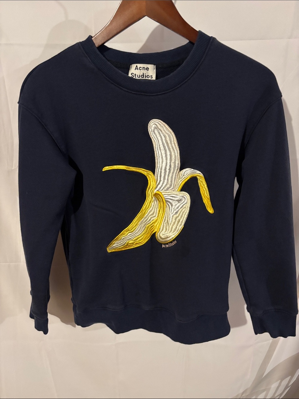 Acne Studios Navy Sweatshirt with Yellow & White Banana Patch